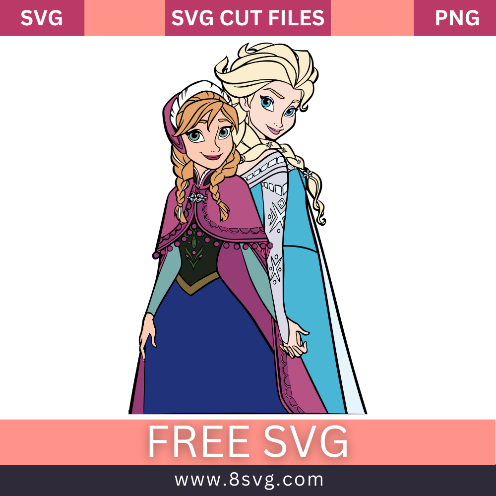 Disney Princess Elsa & Anna layered Frozen Svg Free Cut File- 8SVG