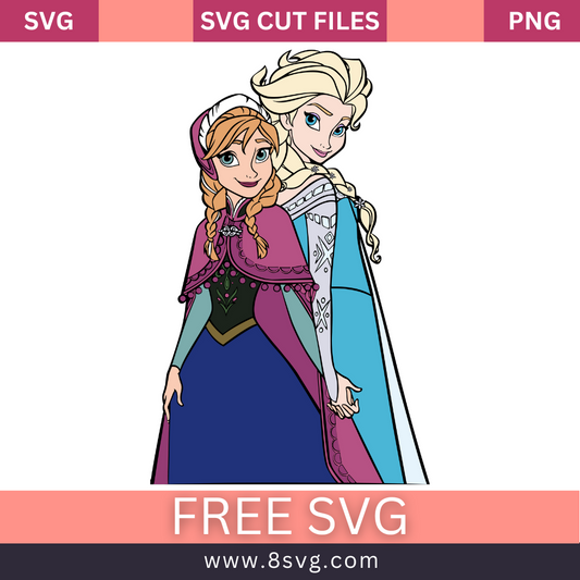 Disney Princess Elsa & Anna layered Frozen Svg Free Cut File- 8SVG