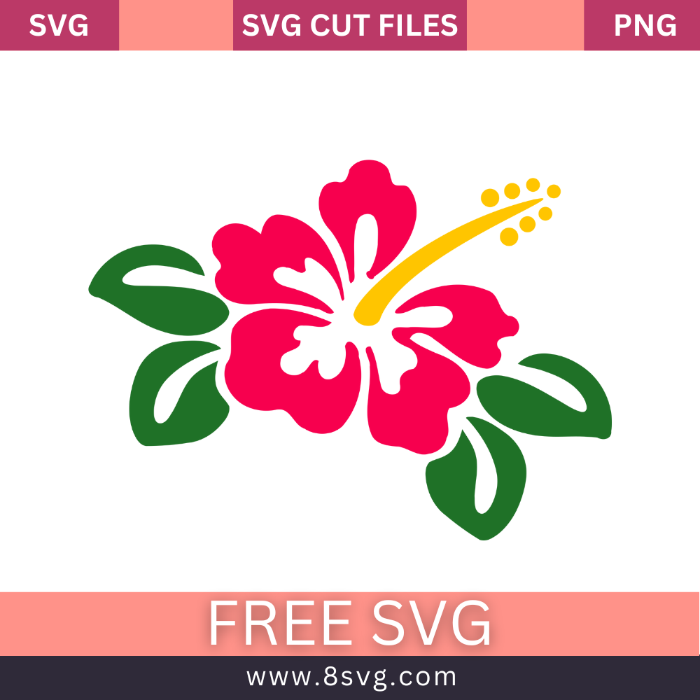 Hawaiian Flower SVG Free Cut File for Cricut- 8SVG