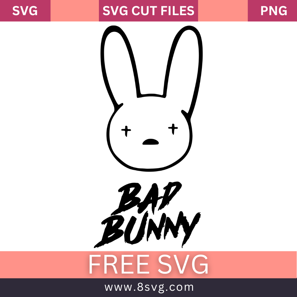 Rabbit Bad Bunny Outline With Text Svg Free Cut File For Cricut- 8SVG