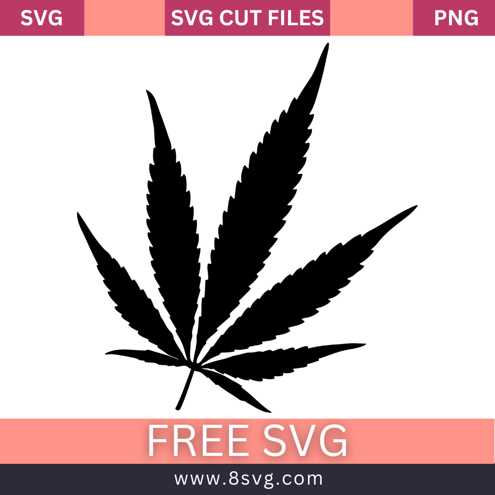 Weed Leaf Svg Free Silhouette Cut File Download- 8SVG