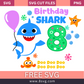 Happy 8th Birthday Baby Shark Boy Svg Free Cut File Download- 8SVG