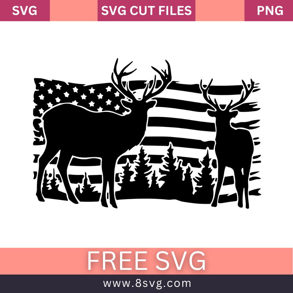 Deer With USA Flag SVG Free Cut File for Cricut- 8SVG