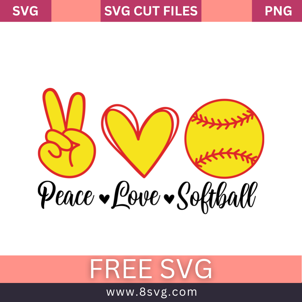 Peace love softball SVG Free And Png Download-8SVG