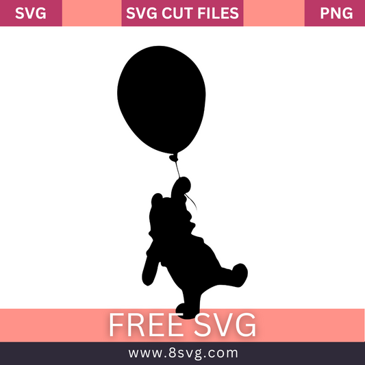 Winnie The Pooh Balloon silhouette Free Svg for cricut cut file- 8SVG