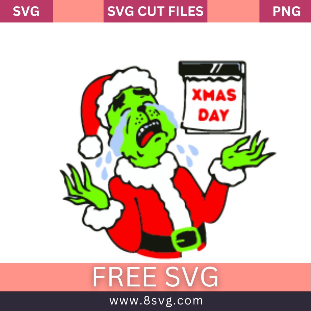 Xmas Day Grinch Svg Free Cut File For Cricut- 8SVG