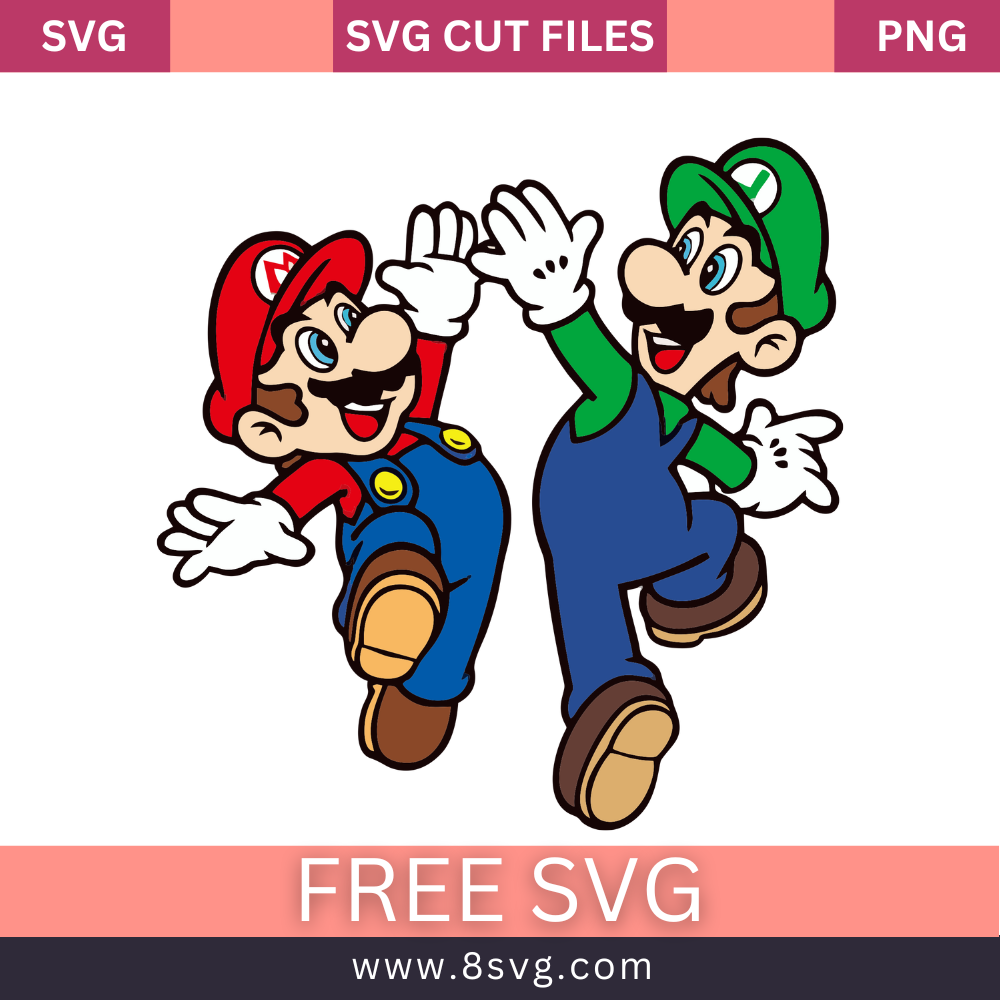 Luigi Mario Brother Super Mario Bros Svg Free Cut File- 8SVG