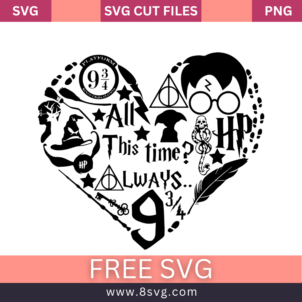 Harry Potter Heart Svg Cut File For Cricut- 8SVG