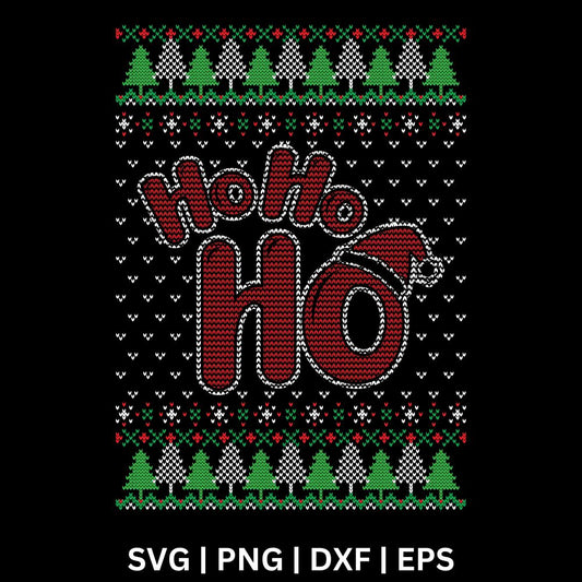 Ho Ho Ho Funny Ugly Christmas Sweater SVG Free & PNG for Cricut & Silhouette-8SVG