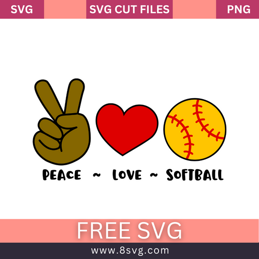 Peace Love Softball SVG Cut File for Cricut- 8SVG