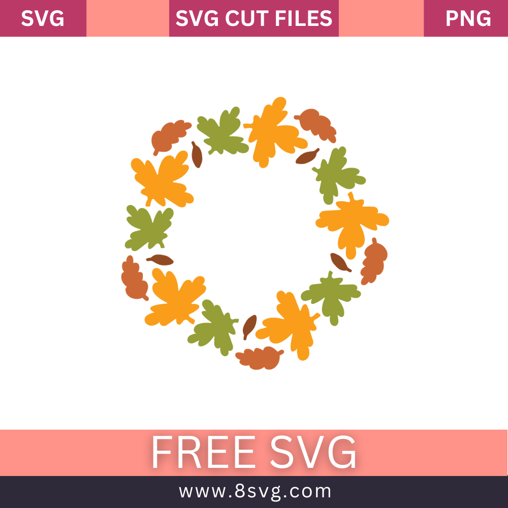 Autumn Leaves Monogram Fall Svg Free Cut File- 8SVG