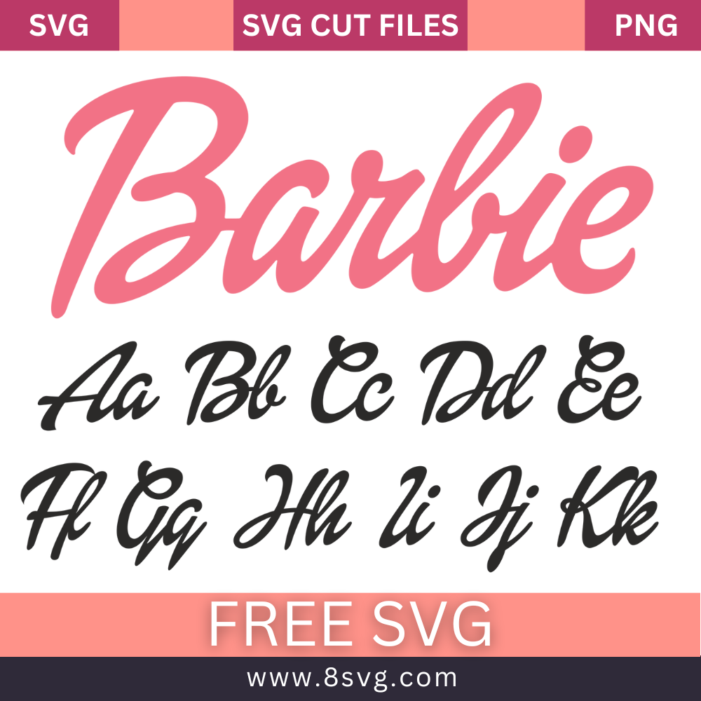 Barbie Font SVG Free Download for Cricut – 8SVG
