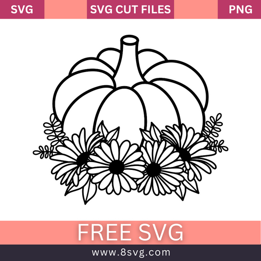 Floral pumpkin pumpkin Svg Free Cut File For Cricut- 8SVG