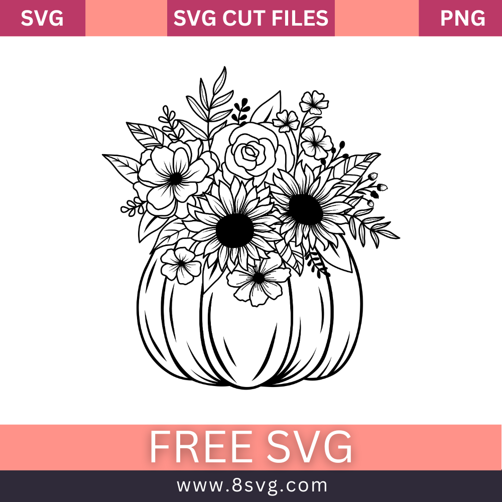 Flower Pumpkin Fall Svg Free Cut File For Cricut- 8SVG