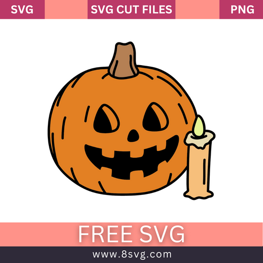 Layered Halloween Pumpkin Candle Svg Free Cut File- 8SVG