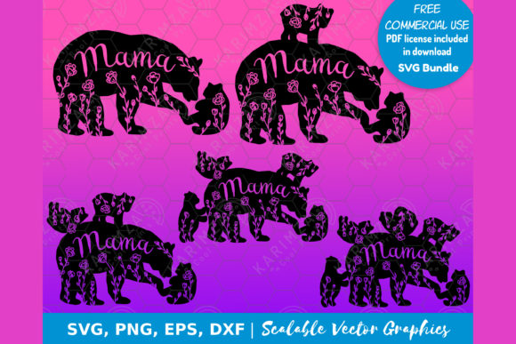 Mama Bear Floral SVG Cut File