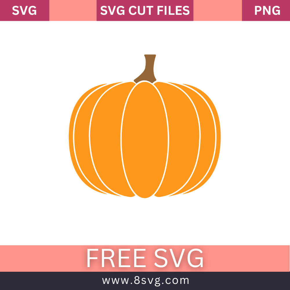 Pumpkin Svg Free Cut File For Cricut or Silhouette Fall- 8SVG