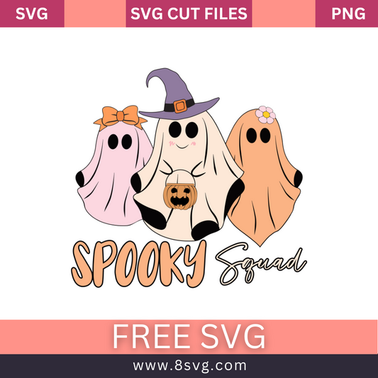 Spooky Squad Svg Free Cut File Ghost Halloween- 8SVG