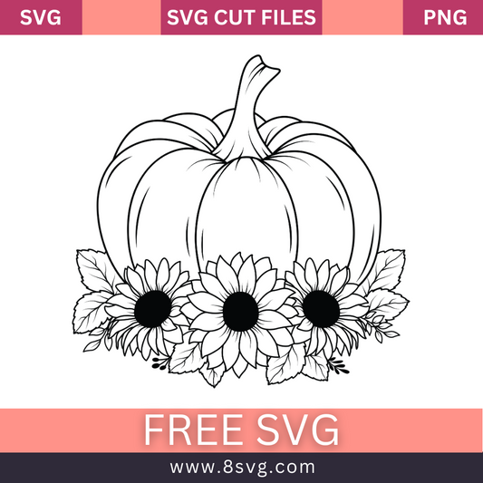 Sunflower Pumpkin Fall Svg Free Cut File- 8SVG