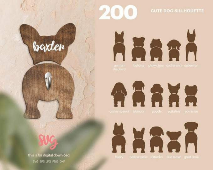 200+ Dog Butt SVG Bundle | Silhouette, Chow Chow, Leash Holder- 8SVG